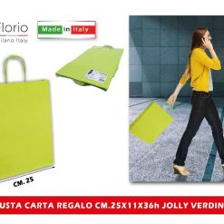 BUSTA CARTA REGALO CM.25X11X36h JOLLY VERDINO