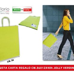 BUSTA CARTA REGALO CM.36X12X40h JOLLY VERDINO