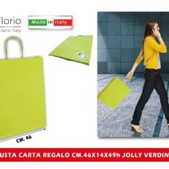 BUSTA CARTA REGALO CM.46X14X49h JOLLY VERDINO