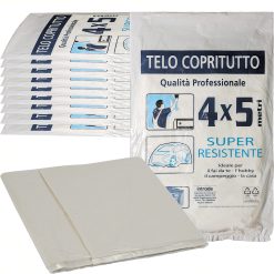 Sicignano | Set Telo Copritutto 4x5 metri Multiuso per Imbiancare Protettivo Conservazione Ristrutturazione, Trasparente, Resistente - Ideale per Fai da te Hobby Campeggio Casa (10 Pezzi)