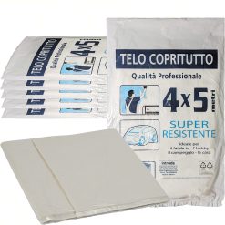 Sicignano | Set Telo Copritutto 4x5 metri Multiuso per Imbiancare Protettivo Conservazione Ristrutturazione, Trasparente, Resistente - Ideale per Fai da te Hobby Campeggio Casa (6 Pezzi)