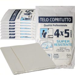Sicignano | Set Telo Copritutto 4x5 metri Multiuso per Imbiancare Protettivo Conservazione Ristrutturazione, Trasparente, Resistente - Ideale per Fai da te Hobby Campeggio Casa (8 Pezzi)