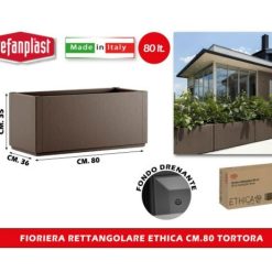 Fioriera Rettangolare Ethica 80x36x35h 80 Litri Color Tortora
