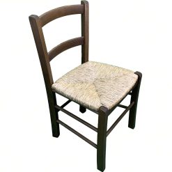 Sicignano | Sedia Mezzana Legno, Seduta Paglia, Schienale 33cm 2 Stecche, Colore Noce, 40x37x70h cm, Peso 5kg - Artigianale, Interni Arredo Rustico Ristorante Agriturismo, Made in Italy