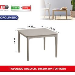 Tavolino Argo Cm.60X60X40H Tortora