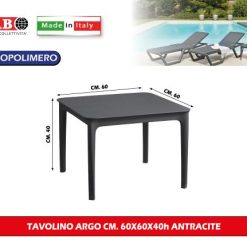 Tavolino Argo Cm.60X60X40H Antracite