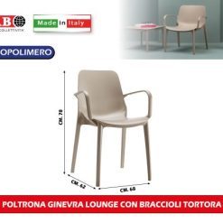 Poltrona Ginevra Lounge Con Braccioli Tortora