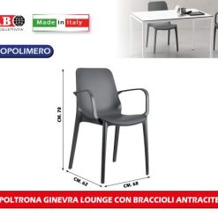 Poltrona Ginevra Lounge Con Braccioli Antracite