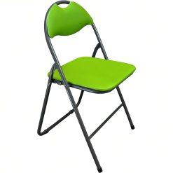 Sedia Pieghevole Relax Salvaspazio, Seduta e Schienale Imbottiti, Colore Lime, Struttura in Metallo, cm.44x46x79h, Casa Ufficio Soggiorno Giardino Party Scuole Campeggio