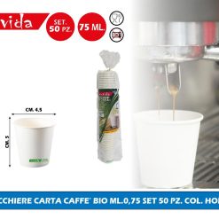 BICCHIERE CARTA CAFFE' BIO ML.0,75 SET 50 PZ. COL. HOME