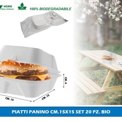 PIATTI PANINO CM.15X15 SET 20 PZ. BIO