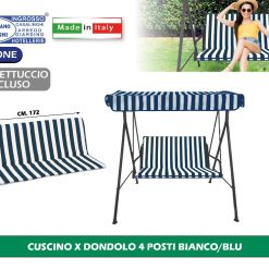 CUSCINO X DONDOLO 4 POSTI BIANCO/BLU