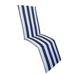 Cuscino per Lettino da Esterno a Righe Bianco/Blu 58x171cm