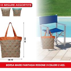 BORSA MARE FANTASIA ROSONE 3 COLORI 2 ASS.