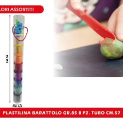 PLASTILINA BARATTOLO GR.85 8 PZ. TUBO CM.57