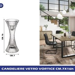 CANDELIERE VETRO VORTICE CM.7X16h
