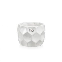 Caspo' Vaso in Ceramica Martellato Bianco CM.12,2x9,8h – Eleganza, Arredo Moderno, per Piante - immagine 1