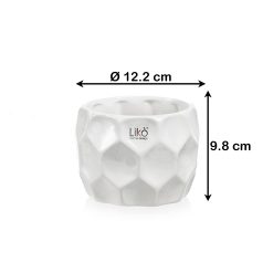 Caspo' Vaso in Ceramica Martellato Bianco CM.12,2x9,8h – Eleganza, Arredo Moderno, per Piante - immagine 3