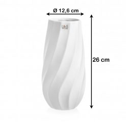 Vaso in Ceramica Yukon Bianco cm 12,6X26h – Eleganza, Arredo Moderno, per Piante - immagine 3