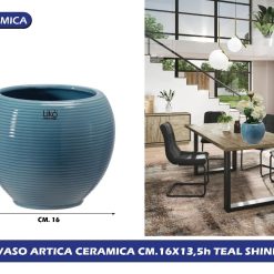 VASO CERAMICA ARTICA CM.16X13,5h TEAL SHINE