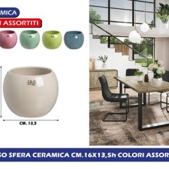 VASO CERAMICA SFERA CM.16X13,5h COLORI ASSORTITI