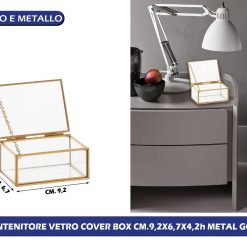 CONTENITORE VETRO COVER BOX CM.9,2X6,7X4,2h METAL GOLD