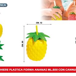 BICCHIERE PLASTICA FORMA ANANAS ML.800 CON CANNUCCIA