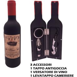 SET SOMMELIER 3 ACCESSORI IN COFANETTO BOTTIGLIA CM.6X23h