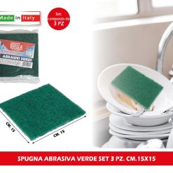 SPUGNA ABRASIVA VERDE SET 3 PZ. CM.15X15