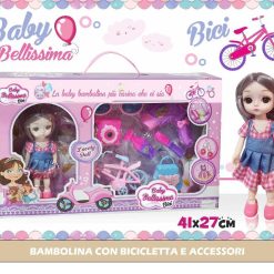 BAMBOLINA CON BICICLETTA E ACCESSORI