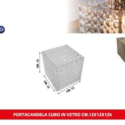 PORTACANDELA CUBO IN VETRO CM.12X12X12h