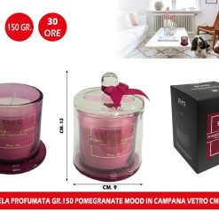 CANDELA PROFUMATA GR.150 POMEGRANATE MOOD IN CAMPANA VETRO CM.9X12h