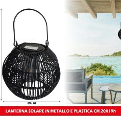 LANTERNA SOLARE IN METALLO E PLASTICA CM.20X19h
