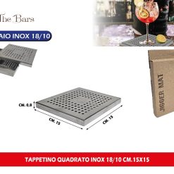 TAPPETINO QUADRATO INOX 18/10 CM.15X15