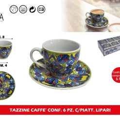TAZZINE CAFFE' CONF. 6 PZ. C/PIATT. LIPARI