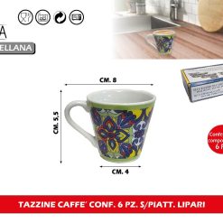 TAZZINE CAFFE' CONF. 6 PZ. S/PIATT. LIPARI