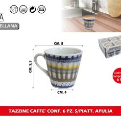 TAZZINE CAFFE' CONF. 6 PZ. S/PIATT. APULIA