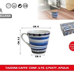 TAZZINE CAFFE' CONF. 6 PZ. S/PIATT. APULIA