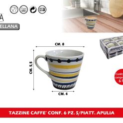 TAZZINE CAFFE' CONF. 6 PZ. S/PIATT. APULIA