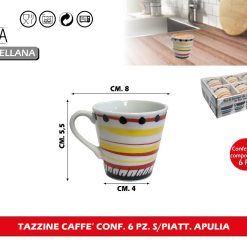 TAZZINE CAFFE' CONF. 6 PZ. S/PIATT. APULIA