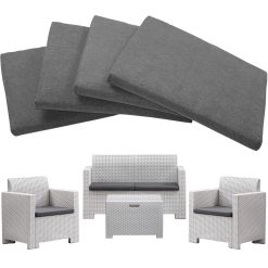 Set di Ricambio per Cuscini in Rattan, 4 Pezzi, Grigio - Eleganza Comfort Fodere lavabili Arredo esterno - immagine 3