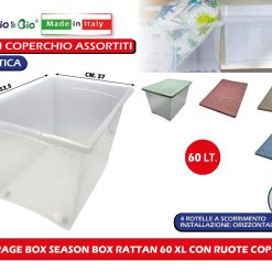 Storage Box Season Box Rattan 60 Xl Con Ruote Colori Assortiti