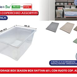 Storage Box Season Box Rattan 60 L Con Ruote Colori Assortiti