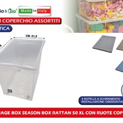 Storage Box Season Box Rattan 50 Xl Con Ruote Colori Assortiti