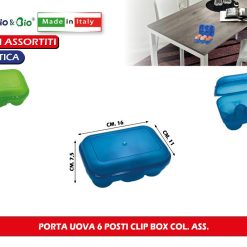 PORTA UOVA 6 POSTI CLIP BOX COL. ASS.