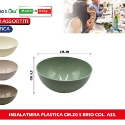 INSALATIERA PLASTICA CM.20 S BRIO COL. ASS.