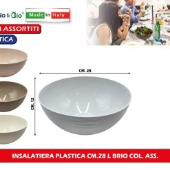 INSALATIERA PLASTICA CM.28 L BRIO COL. ASS.