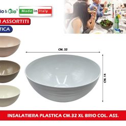 INSALATIERA PLASTICA CM.32 XL BRIO COL. ASS.