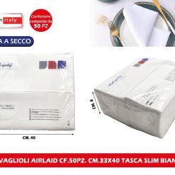 TOVAGLIOLI AIRLAID CF.50PZ. CM.33X40 TASCA SLIM BIANCO