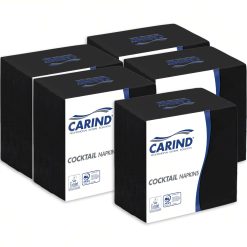 Sicignano | Confezione 100x20 Pezzi Tovaglioli Tovagliolini Fazzoletti di Carta 2 Veli 24x24cm Cocktail in Cellulosa Goffrati Piega 1/4 Nero - Aperitivo Feste Party Bar Hotel Pub